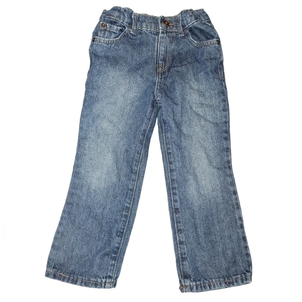 The children’s place size 4T blue jeans snap button, adjustable waist